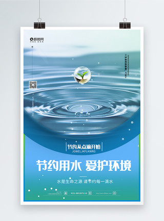 循环水资源节约用水公益海报模板