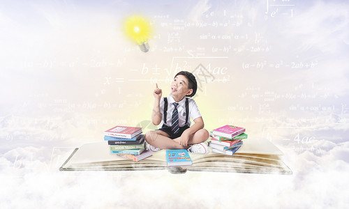 数学方程式公式云端上学习的孩子设计图片
