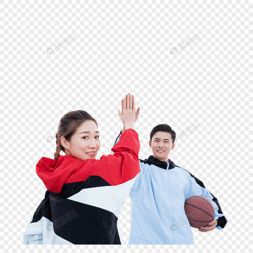 情侣打篮球击掌图片