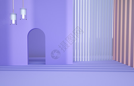 紫色小清新背景紫色3D简约背景设计图片