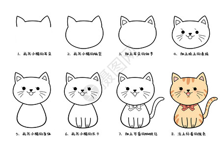 小猫简笔画教程图图片