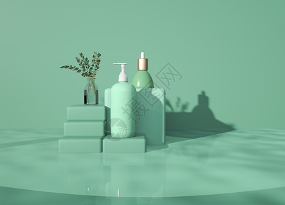 洗发水活动清新绿色化妆品背景设计图片