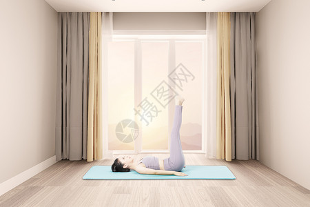 女孩室内室内瑜伽设计图片