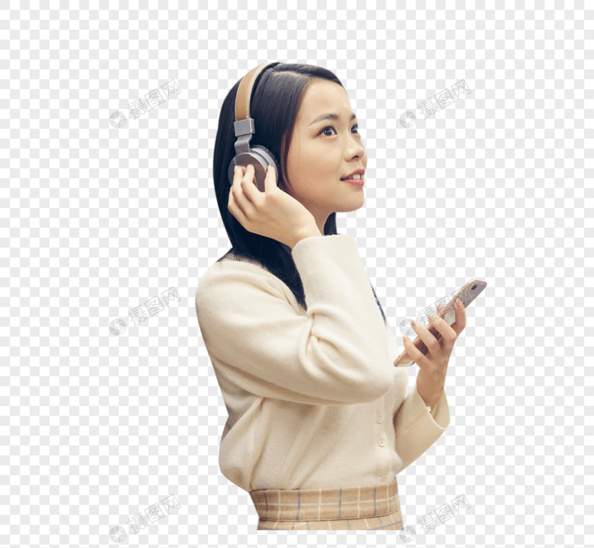 年轻女性听音乐图片