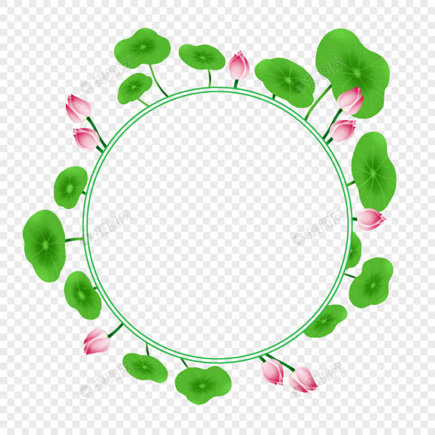 立夏荷叶圆形边框图片
