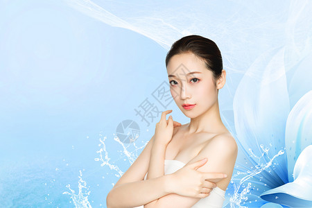 美容护肤蓝色水分子高清图片
