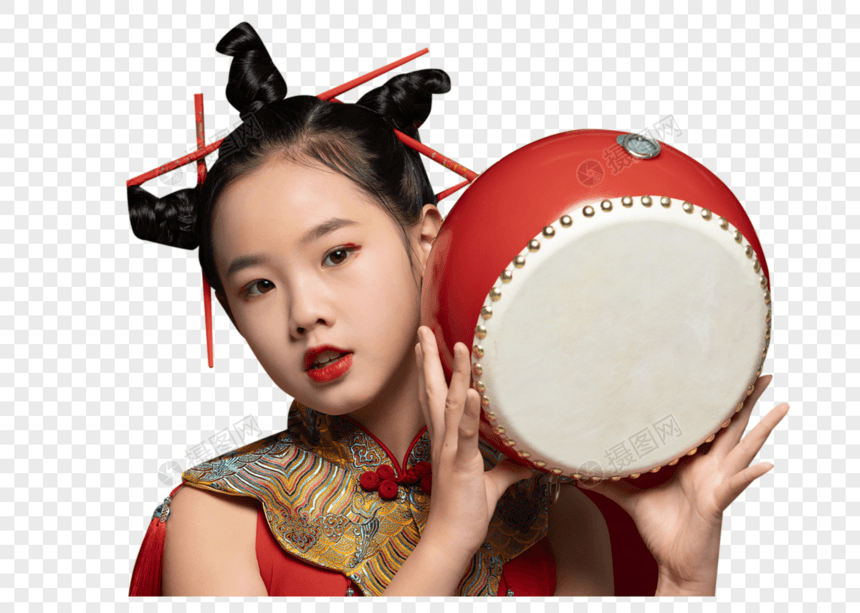 中国风潮流儿童红纱图片
