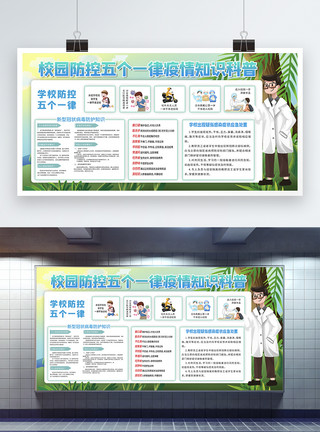 校园疫情预防校园疫情五个一律宣传展板模板模板