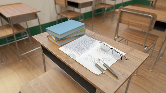 教室门口学生3D课堂书桌设计图片