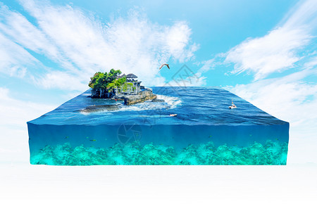 俯视小岛创意海洋合成设计图片