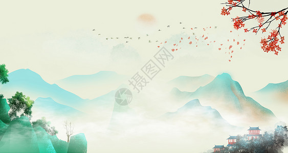 古风山河场景唯美中国风设计图片