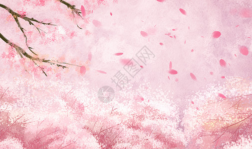 樱花树花瓣飘落浪漫樱花设计图片