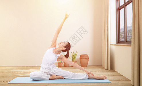 女子瑜伽健身在家瑜伽设计图片