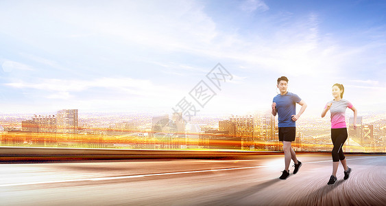 晨跑女运动奔跑设计图片