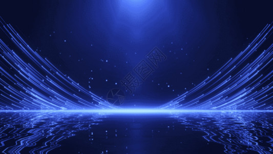 空间线稿4k蓝色科技粒子光效背景高清图片