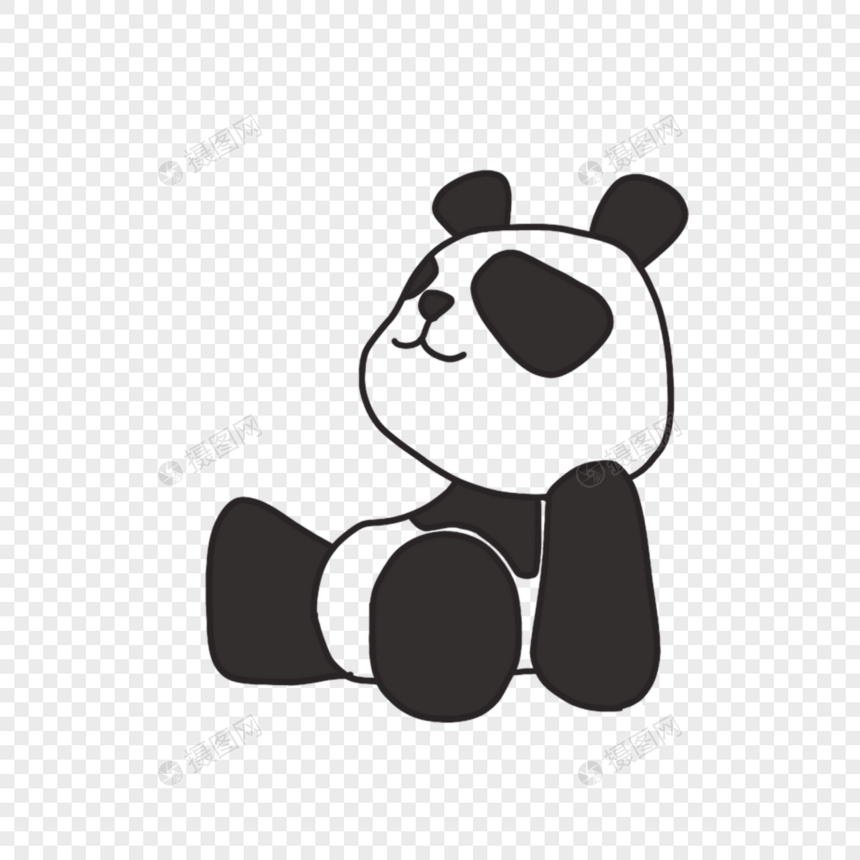 坐着的熊猫简笔画图片