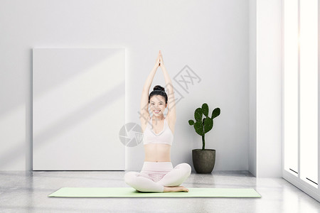 瑜伽锻炼女孩瑜伽设计图片