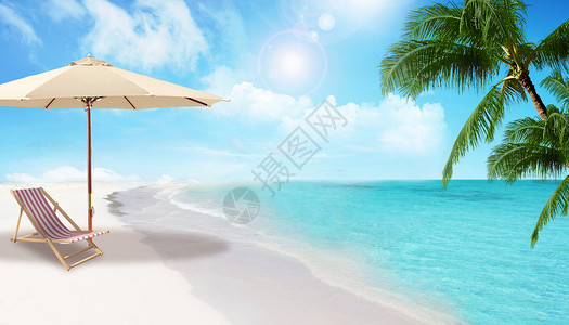 夏天海滩背景海边度假背景设计图片