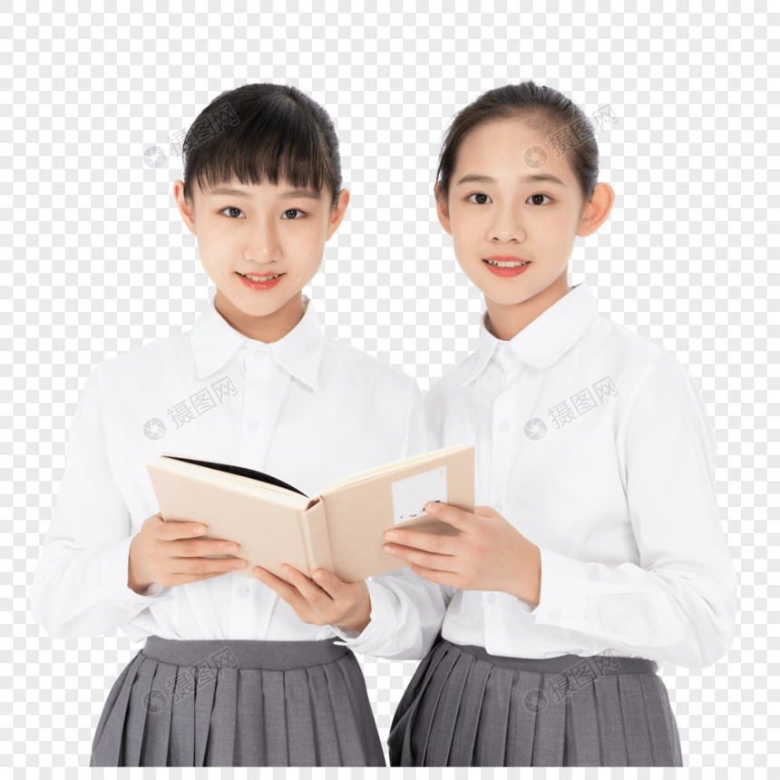 中学生同学拿书本图片