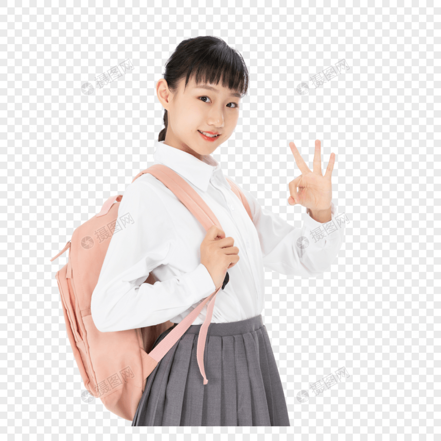 中学生女孩ok手势图片