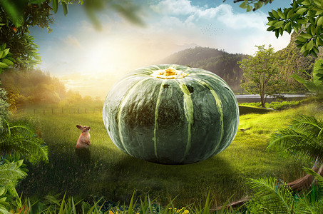巨型创意蔬菜场景设计图片