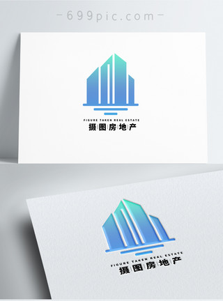 重阳地产几何形状房地产高楼logo设计模板