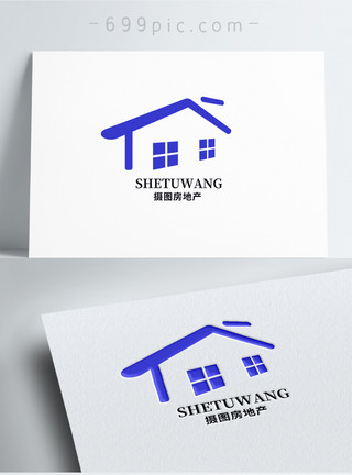 集装房屋几何形状房地产高楼logo设计模板