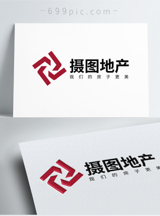 云层高楼几何形状房地产高楼logo设计模板