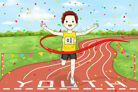 跑步的运动员青年运动会插画