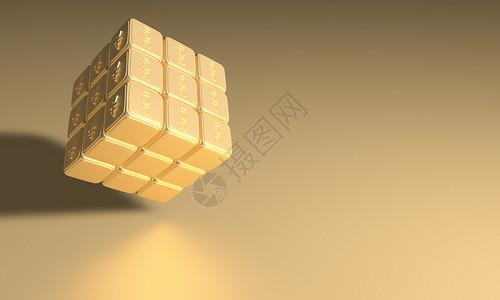 金色方块金融魔方设计图片