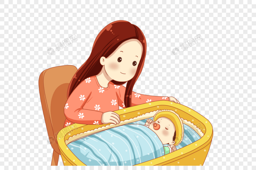 妈妈哄宝宝睡觉图片
