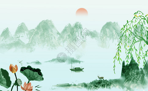柳树素材高清中国风设计图片