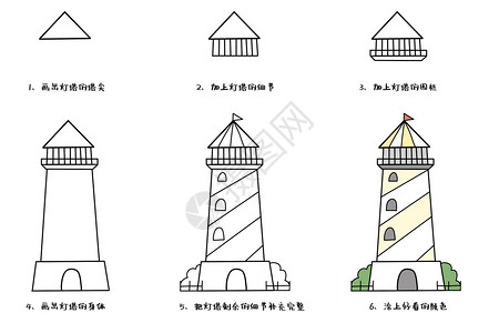 灯塔简笔画教程图片