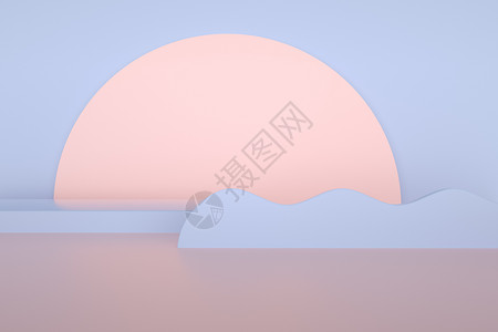 粉红色的日落简约小清新电商背景设计图片