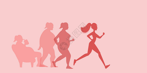 粉色大熊与女孩健身减肥设计图片