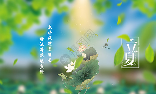 夏季荷花海报中国风立夏设计图片