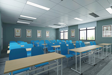 蓝色课桌教室设计设计图片