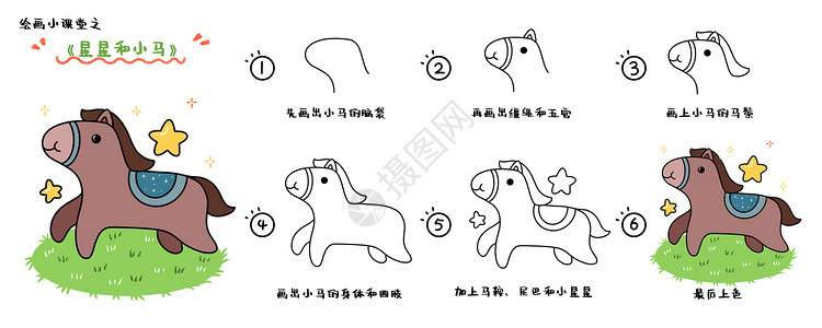 鸵鸟简笔画步骤简笔画教程马插画