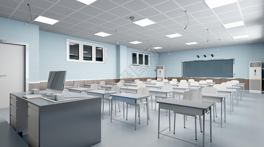 食堂窗口3D教室场景设计图片