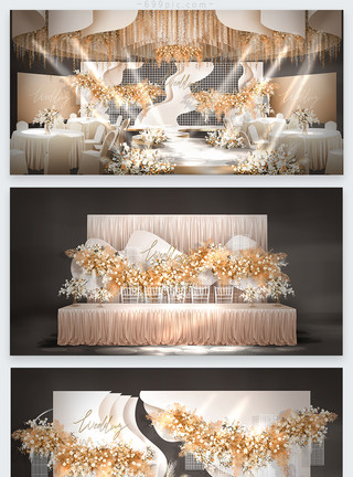 铝扣板吊顶泰式秋色婚礼效果图模板