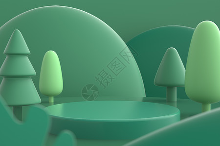 绿色小树元素C4D三维立体插画设计图片