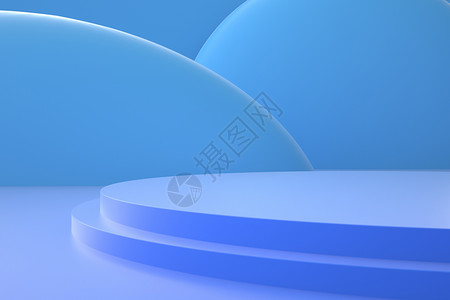 立体蓝色球C4D蓝色清爽电商展台设计图片