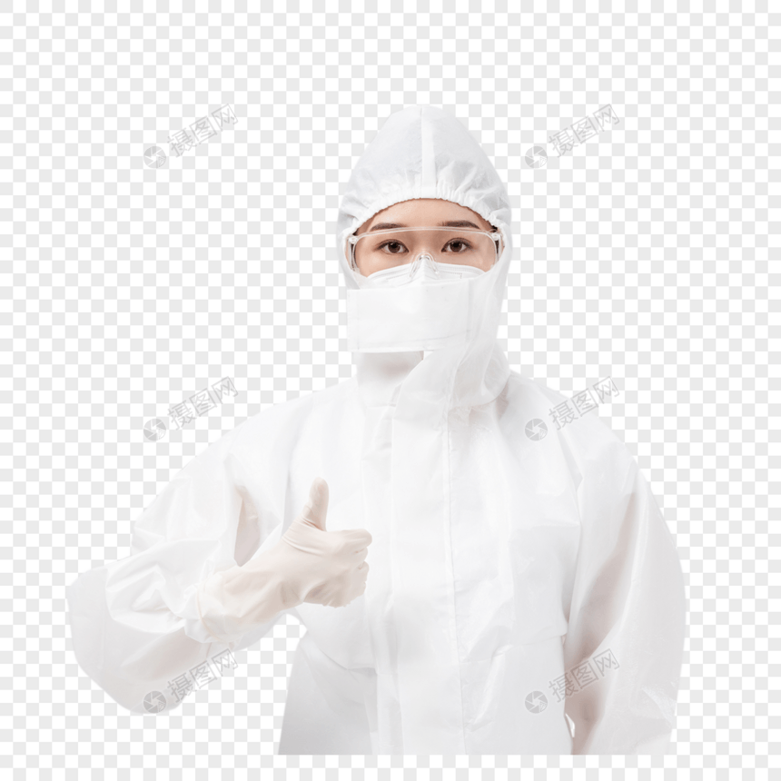 穿防护服点赞的医护人员形象图片