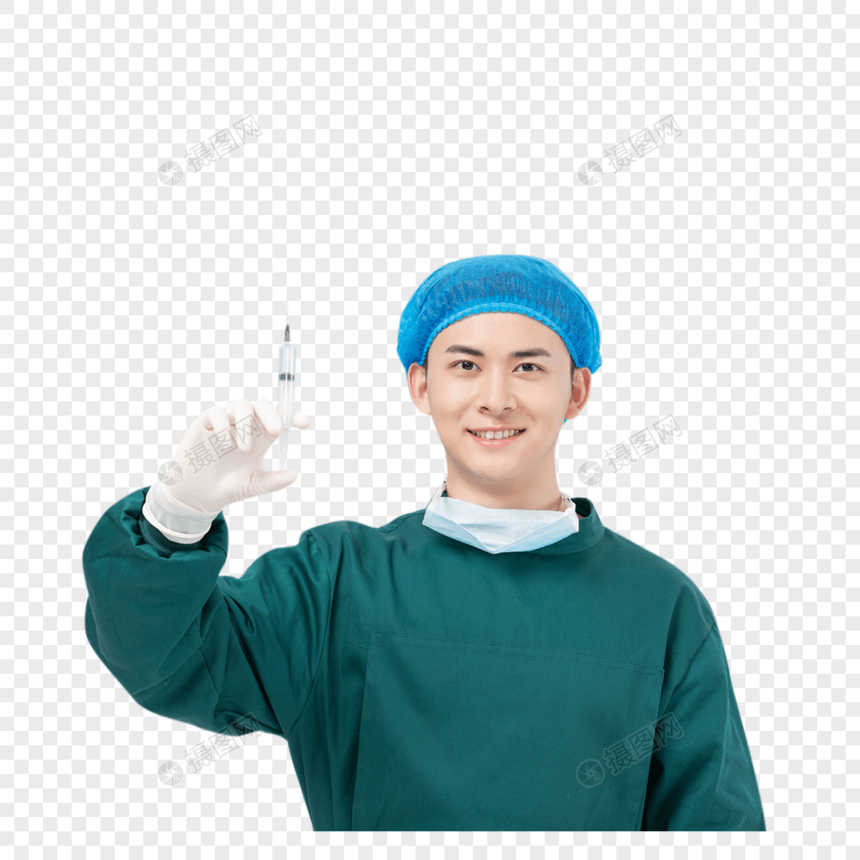 穿手术服拿针管的医生图片