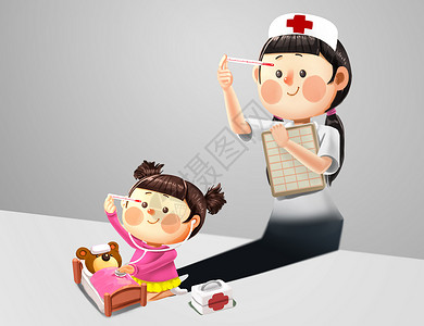 照顾儿童儿时梦想护士插画