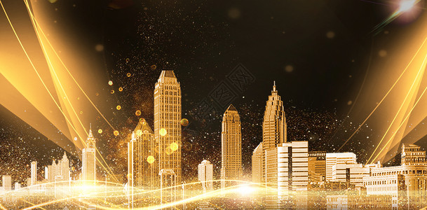 黑金城市背景大气金融地产背景设计图片