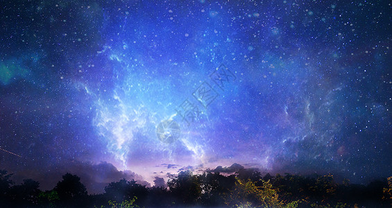 夜晚闪电璀璨星云设计图片