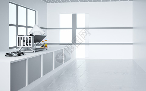 白色电脑桌简约厨房室内家具设计图片