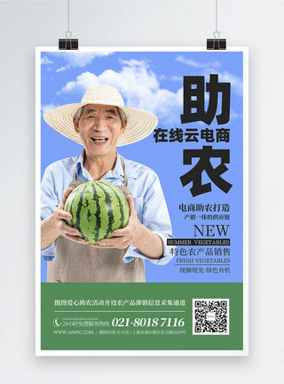 大妈买菜电商助农蔬菜水果农产品销售宣传海报模板