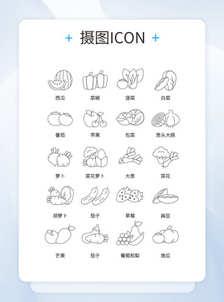生活线条素材日常生活蔬菜水果ICON图标合集模板
